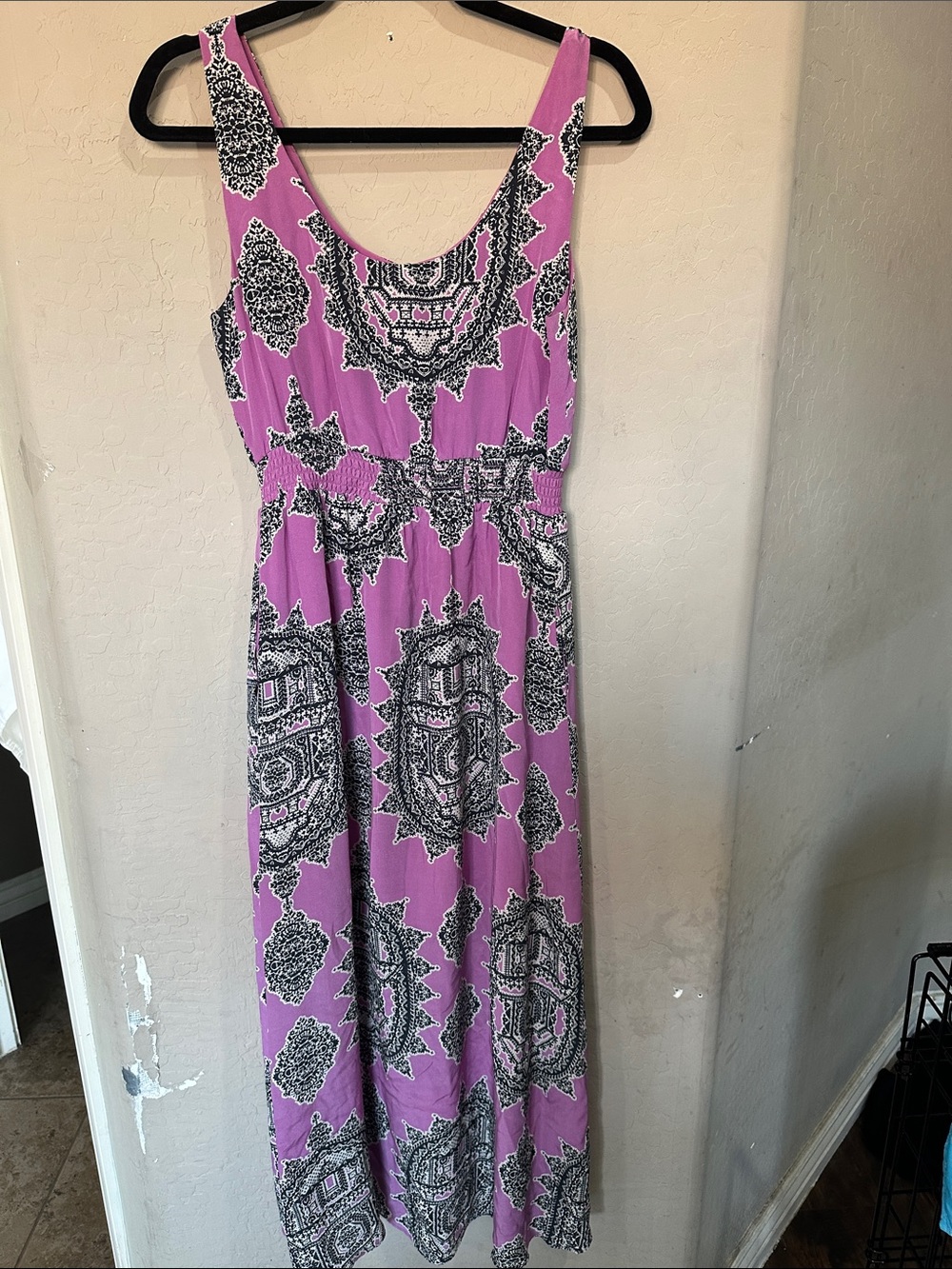 Maeve Pink and Black Paisley Maxi Dress 100% silk - Picture 7 of 8
